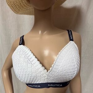 Nautica navy white bra lace wide adjustable straps size 36C appears new
